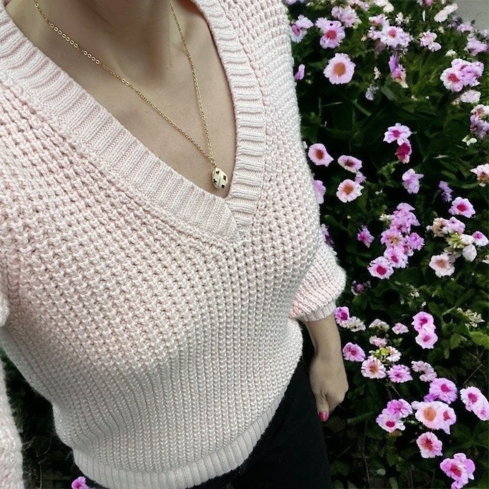 J.Crew Cotton Crochet Knit V-Neck Sweater Blush Pink XS - Picture 14 of 14
